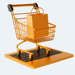 golden trolley on Laptop